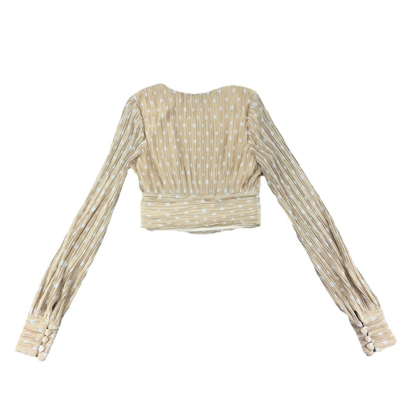 House of Harlow 1960 x Revolve Shirt Womens XS Gold Polka Dot Cropped Buttons - Picture 8 of 8